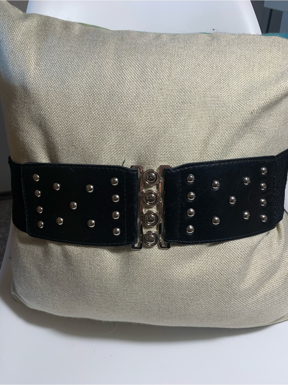 Black Cinch Belt Unbranded with Silver Hardware Size Large